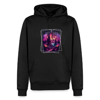 Nature géométrique Trance Polygone Abstrait Mystique - Sweat à capuche Premium bio Homme - noir - Devant - Nico (187cm)