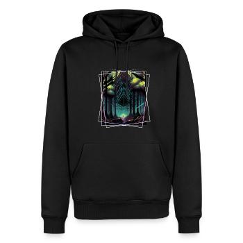 Nature géométrique Trance Polygone Abstrait Mystique - Sweat à capuche Premium bio Homme - noir - Devant - Nico (187cm)