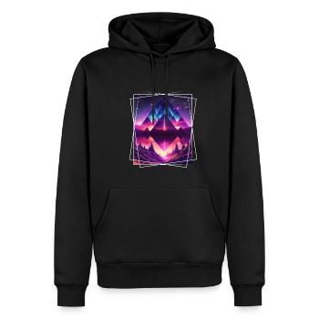 Nature géométrique Trance Polygone Abstrait Mystique - Sweat à capuche Premium bio Homme - noir - Devant - Nico (187cm)