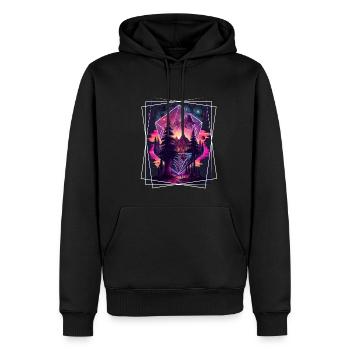 Nature géométrique Trance Polygone Abstrait Mystique - Sweat à capuche Premium bio Homme - noir - Devant - Nico (187cm)