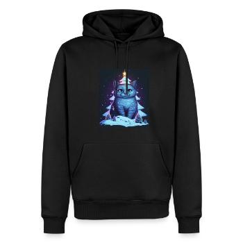 Süße Katze Weihnachtsbaum Lichterkette Winter - Männer Premium Bio Hoodie - Schwarz - Vorne - Nico (187cm)
