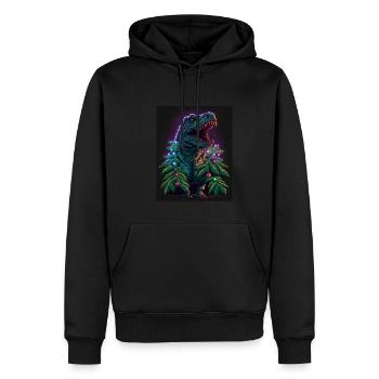 Dino T-Rex Christmas Tree Fairy Lights Hiver - Sweat à capuche Premium bio Homme - noir - Devant - Nico (187cm)