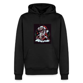 Dino T-Rex Christmas Tree Fairy Lights Hiver - Sweat à capuche Premium bio Homme - noir - Devant - Nico (187cm)