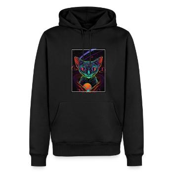 Cat Space Astronaut Space Neon Rockets - Sweat à capuche Premium bio Homme - noir - Devant - Nico (187cm)