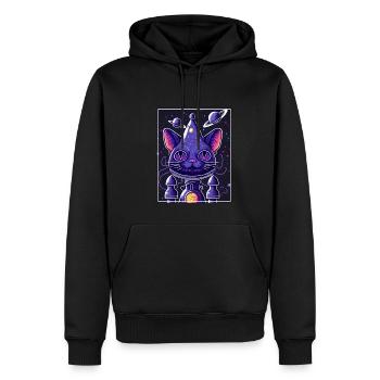 Cat Space Astronaut Space Neon Rockets - Sweat à capuche Premium bio Homme - noir - Devant - Nico (187cm)