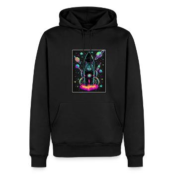 Cat Space Astronaut Space Neon Rockets - Sweat à capuche Premium bio Homme - noir - Devant - Nico (187cm)