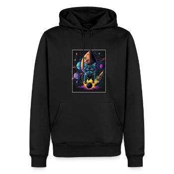 Cat Space Astronaut Space Neon Rockets - Sweat à capuche Premium bio Homme - noir - Devant - Nico (187cm)