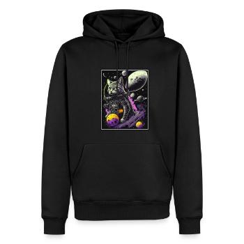 Cat Space Astronaut Space Neon Rockets - Sweat à capuche Premium bio Homme - noir - Devant - Nico (187cm)