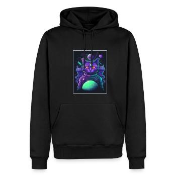 Cat Space Astronaut Space Neon Rockets - Sweat à capuche Premium bio Homme - noir - Devant - Nico (187cm)