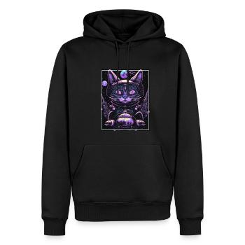 Cat Space Astronaut Space Neon Rockets - Sweat à capuche Premium bio Homme - noir - Devant - Nico (187cm)