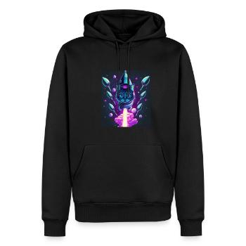 Cat Space Astronaut Space Neon Rockets - Sweat à capuche Premium bio Homme - noir - Devant - Nico (187cm)