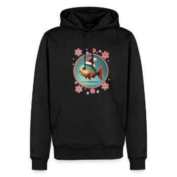 Pêche Pêcheur Pêcheuse Noël Pêcheur Poisson - Sweat à capuche Premium bio Homme - noir - Devant - Nico (187cm)