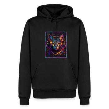 Katze Polygon Headset Headphones Gamer Geometrisch - Männer Premium Bio Hoodie - Schwarz - Vorne - Nico (187cm)