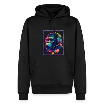 Affe Polygon Headset Headphones Gamer Geometrisch - Männer Premium Bio Hoodie - Schwarz - Vorne - Nico (187cm)