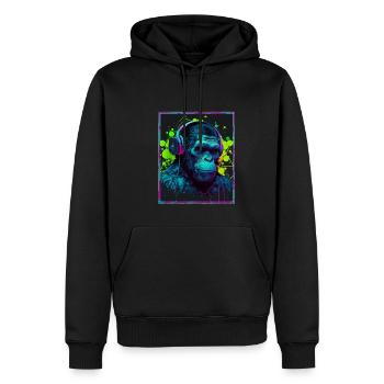 Affe Polygon Headset Headphones Gamer Geometrisch - Männer Premium Bio Hoodie - Schwarz - Vorne - Nico (187cm)