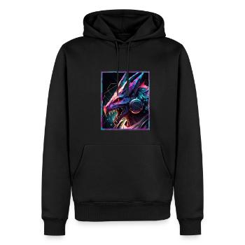 Drache Polygon Headset Headphones Geometrisch - Männer Premium Bio Hoodie - Schwarz - Vorne - Nico (187cm)