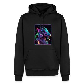 Drache Polygon Headset Headphones Geometrisch - Männer Premium Bio Hoodie - Schwarz - Vorne - Nico (187cm)