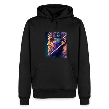 Viking Viking Polygon Geometric Nordic Neon - Men’s Premium Organic Hoodie - black - Front - Nico (187cm)