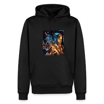 Viking Viking Polygon Geometric Nordic Neon - Men’s Premium Organic Hoodie - black - Front - Nico (187cm)