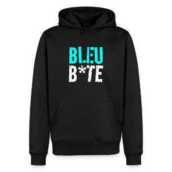 bleu bite - Sweat à capuche Premium bio Homme - noir - Devant - Nico (187cm)