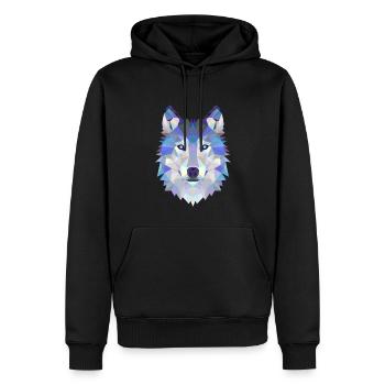 Wolf Dog Polygon 3D Animal Gift Idea Geometry - Men’s Premium Organic Hoodie - black - Front - Nico (187cm)