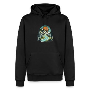 Mountain Escape ⛰️✨ - Men’s Premium Organic Hoodie - black - Front - Nico (187cm)