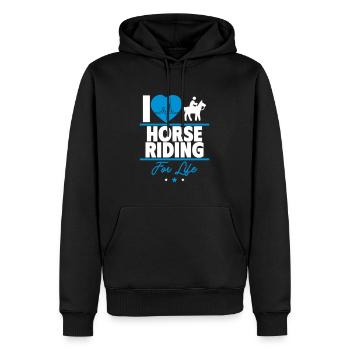 J’adore rouler – toute ma vie - Sweat à capuche Premium bio Homme - noir - Devant - Nico (187cm)