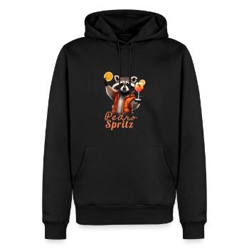 raccoon, illustration, cocktail, pedro - Men’s Premium Organic Hoodie - black - Front - Nico (187cm)