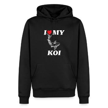 J’adore ma carpe Koi - Sweat à capuche Premium bio Homme - noir - Devant - Nico (187cm)