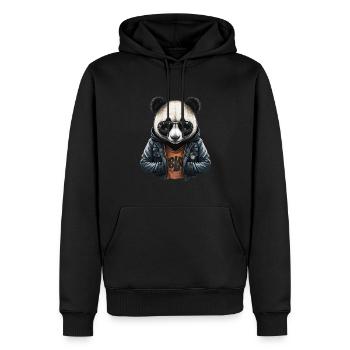 Panda Leather Jacket - Style Panda - Men’s Premium Organic Hoodie - black - Front - Nico (187cm)