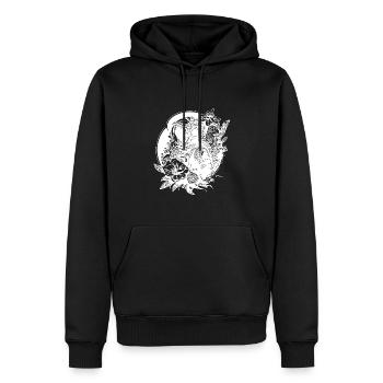 Astronaute avec des fleurs au clair de lune - Sweat à capuche Premium bio Homme - noir - Devant - Nico (187cm)