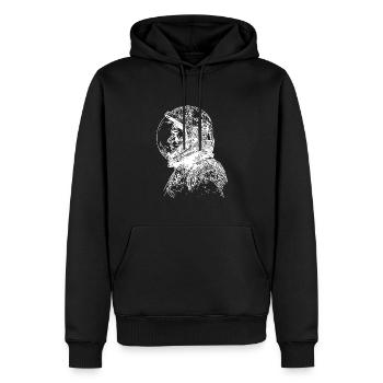 Cosmonaute vintage avec casque fermé - Sweat à capuche Premium bio Homme - noir - Devant - Nico (187cm)