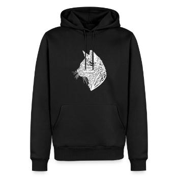 Petit chat dans la nature Web Lines Style de tatouage - Sweat à capuche Premium bio Homme - noir - Devant - Nico (187cm)