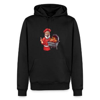 Père Noël barbecue magique de feu avec barbe et braises - Sweat à capuche Premium bio Homme - noir - Devant - Nico (187cm)