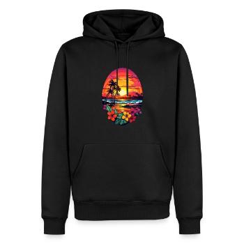 Palmen Hawaii Surfen Ozean Surfbrett Design - Männer Premium Bio Hoodie - Schwarz - Vorne - Nico (187cm)
