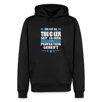 Trucker mûri à la perfection - Sweat à capuche Premium bio Homme - noir - Devant - Nico (187cm)