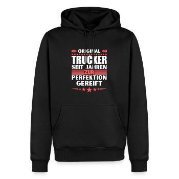 Trucker mûri à la perfection - Sweat à capuche Premium bio Homme - noir - Devant - Nico (187cm)