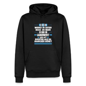Neither poet nor thinker, but farmer - Men’s Premium Organic Hoodie - black - Front - Nico (187cm)