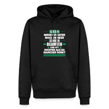 Ni poète ni penseur, mais fonctionnaire - Sweat à capuche Premium bio Homme - noir - Devant - Nico (187cm)