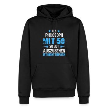 At 50 handsome philosopher - Men’s Premium Organic Hoodie - black - Front - Nico (187cm)