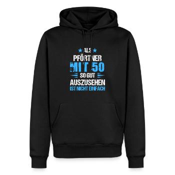 With 50 handsome doorman - Men’s Premium Organic Hoodie - black - Front - Nico (187cm)
