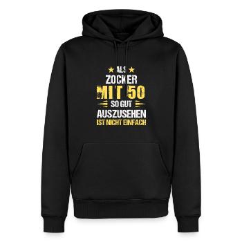 At 50 good-looking gambler - Men’s Premium Organic Hoodie - black - Front - Nico (187cm)