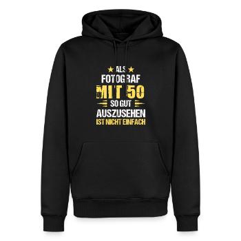 At 50 good-looking photographer - Men’s Premium Organic Hoodie - black - Front - Nico (187cm)