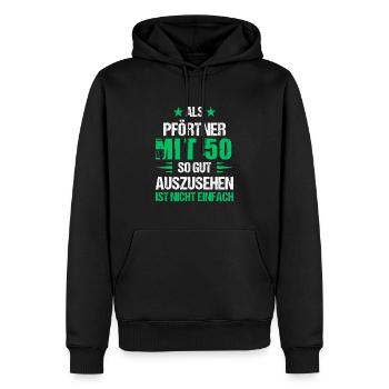 With 50 handsome doorman - Men’s Premium Organic Hoodie - black - Front - Nico (187cm)