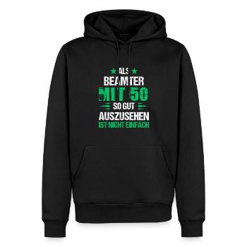 At 50 handsome officer - Men’s Premium Organic Hoodie - black - Front - Nico (187cm)