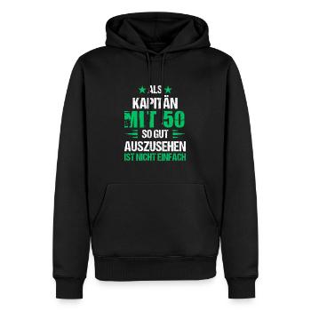 At 50 handsome captain - Men’s Premium Organic Hoodie - black - Front - Nico (187cm)