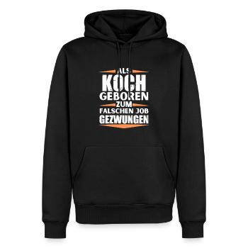 Koch im falschen Job gelandet - Männer Premium Bio Hoodie - Schwarz - Vorne - Nico (187cm)