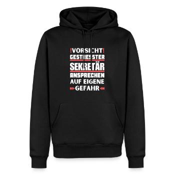 Don't talk to a stressed secretary! - Men’s Premium Organic Hoodie - black - Front - Nico (187cm)