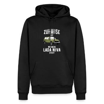 Accueil Lada Niva 4x4 Offroad Off-Road SUV URSS - Sweat à capuche Premium bio Homme - noir - Devant - Nico (187cm)