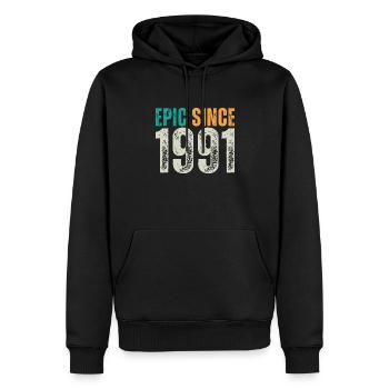Episch seit 1991 - Retro Geburtstagsspruch - Männer Premium Bio Hoodie - Schwarz - Vorne - Nico (187cm)